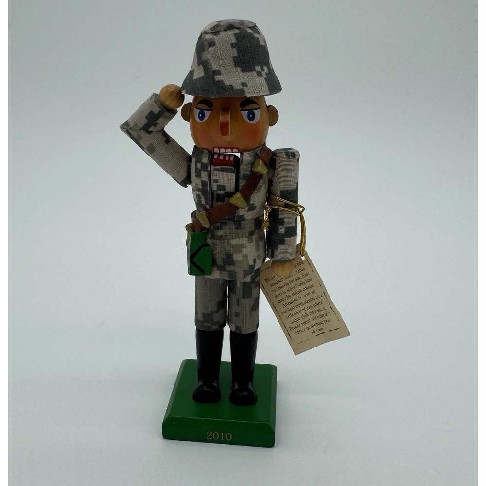 2010 Limited Edition Military Soldier‎ Nutcracker Wood Figurine Army Camo 8"